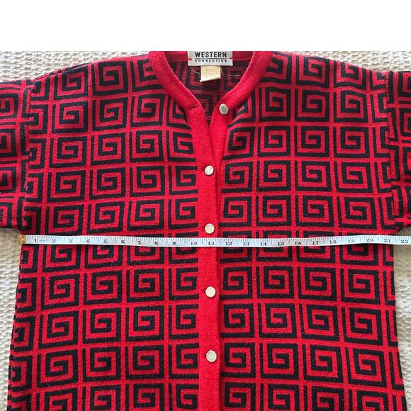Vintage‎ Western Connection Geometric Print Cardigan Made in Italy Medium - Picture 4 of 5